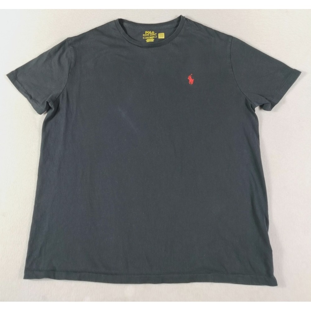 Polo Ralph Lauren Shirt Mens Large Black Pony Logo Tee Tagless Cotton Preppy